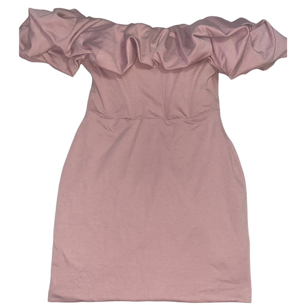 Mauve off the shoulder mini dress!